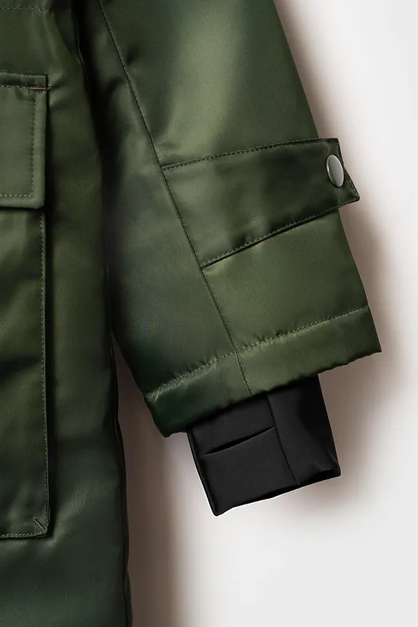 Пальто текстильное с полиуретановым покрытием для девочек PLAYTODAY, темно-зеленый - фото 2