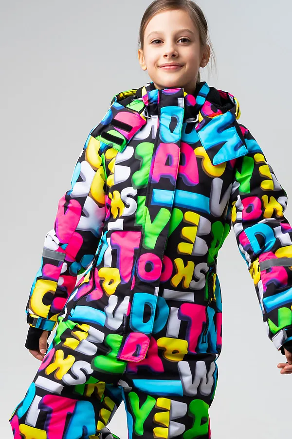 Комбинезон текстильный с полиуретановым покрытием для девочек PLAYTODAY, черный - фото 2