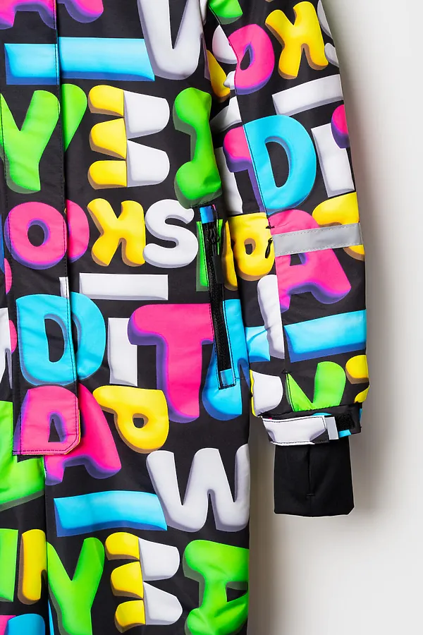 Комбинезон текстильный с полиуретановым покрытием для девочек PLAYTODAY, черный - фото 2