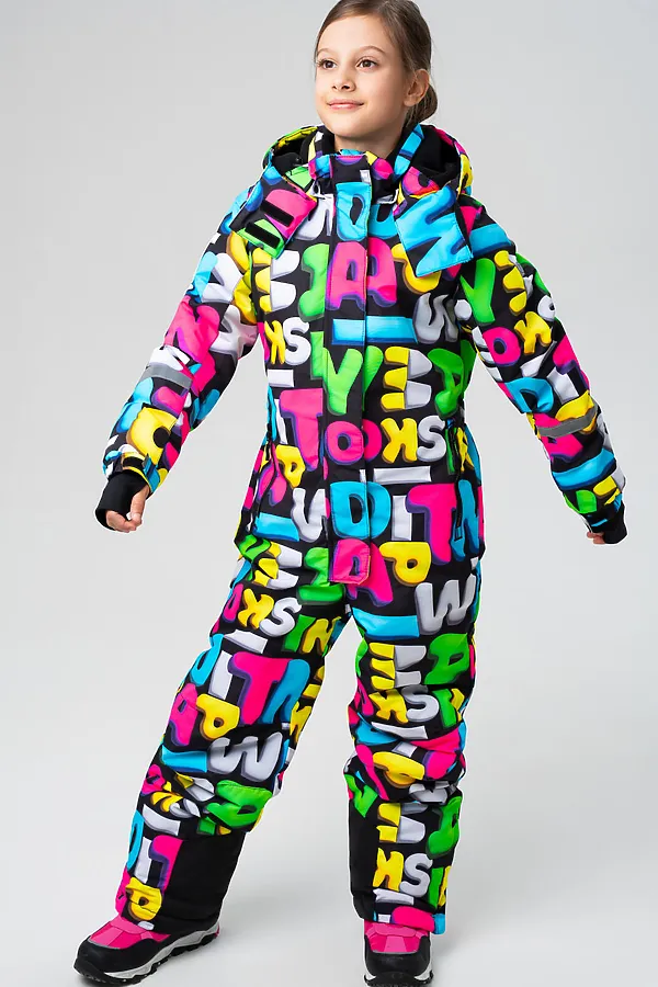 Комбинезон текстильный с полиуретановым покрытием для девочек PLAYTODAY, черный - фото 2
