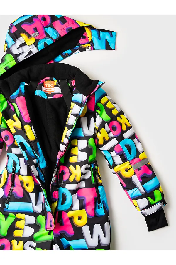 Комбинезон текстильный с полиуретановым покрытием для девочек PLAYTODAY, черный - фото 2