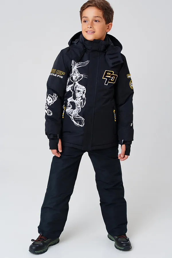 Куртка текстильная с полиуретановым покрытием для мальчиков PLAYTODAY, черный - фото 2