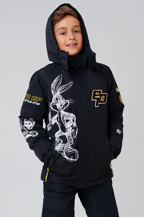 Куртка текстильная с полиуретановым покрытием для мальчиков PLAYTODAY, черный - фото 2