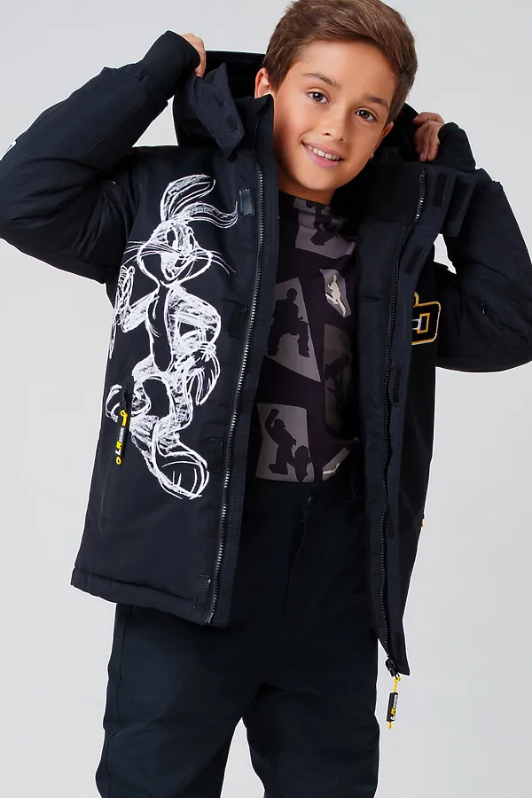 Куртка текстильная с полиуретановым покрытием для мальчиков PLAYTODAY, черный - фото 2