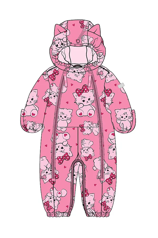 Комбинезон детский текстильный с полиуретановым покрытием для девочек PLAYTODAY, светло-розовый - фото 2