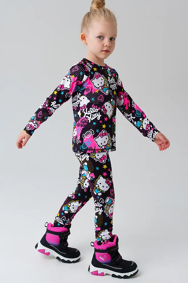 Термокомплект трикот. для девочек: фуфайка (футболка) с длин. рук, брюки для эпизод. использования PLAYTODAY, разноцветный - фото 2