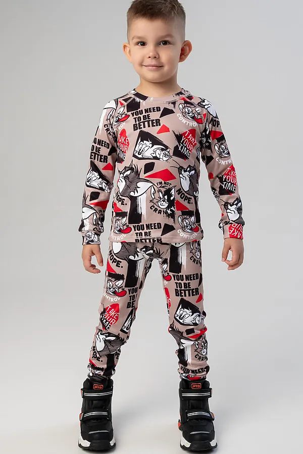 Термокомплект трикот. для мальчиков: фуфайка (футболка) с длин. рук, брюки для эпизод. использования PLAYTODAY, разноцветный - фото 2