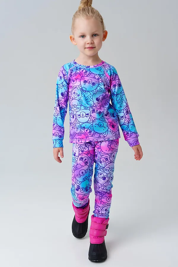 Термокомплект трикот. для девочек PLAYTODAY, розовый, фиолетовый - фото 2