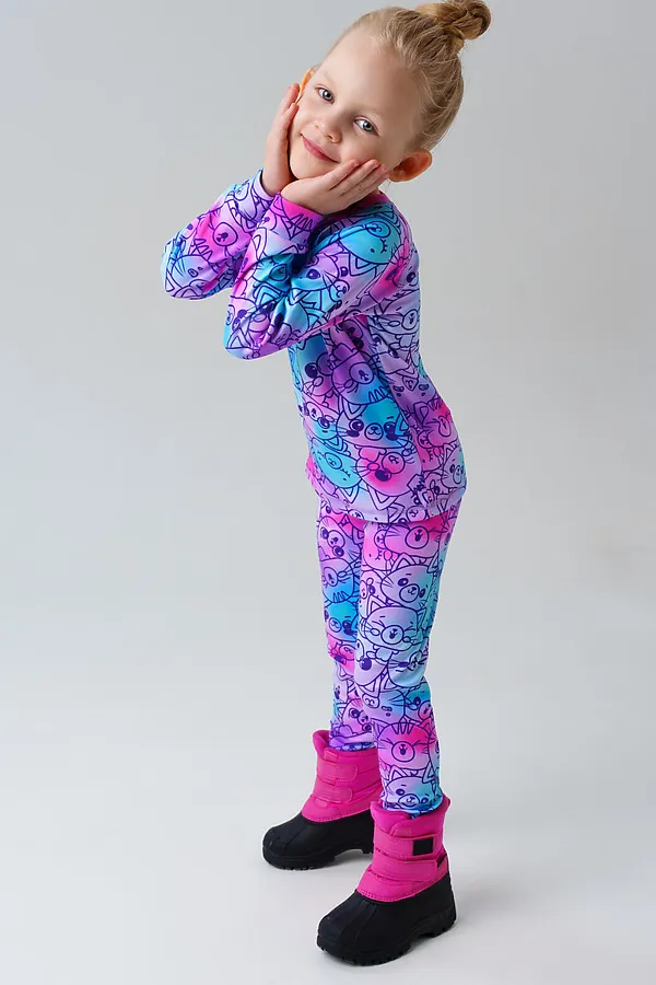 Термокомплект трикот. для девочек PLAYTODAY, розовый, фиолетовый - фото 2