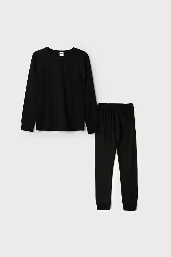 Термокомплект трикот. для девочек: фуфайка (футболка) с длин. рук, брюки для эпизод. использования PLAYTODAY, черный - фото 2