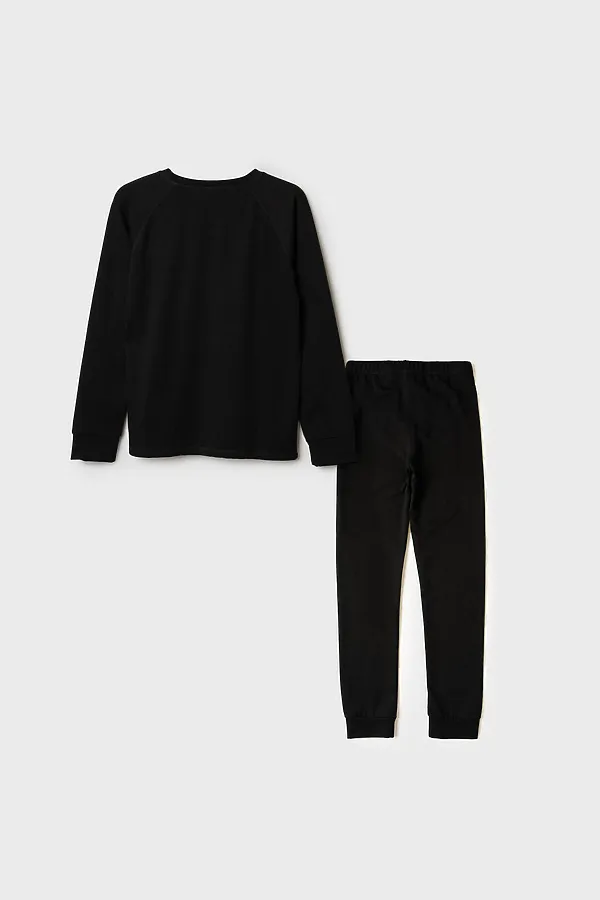 Термокомплект трикот. для девочек: фуфайка (футболка) с длин. рук, брюки для эпизод. использования PLAYTODAY, черный - фото 2