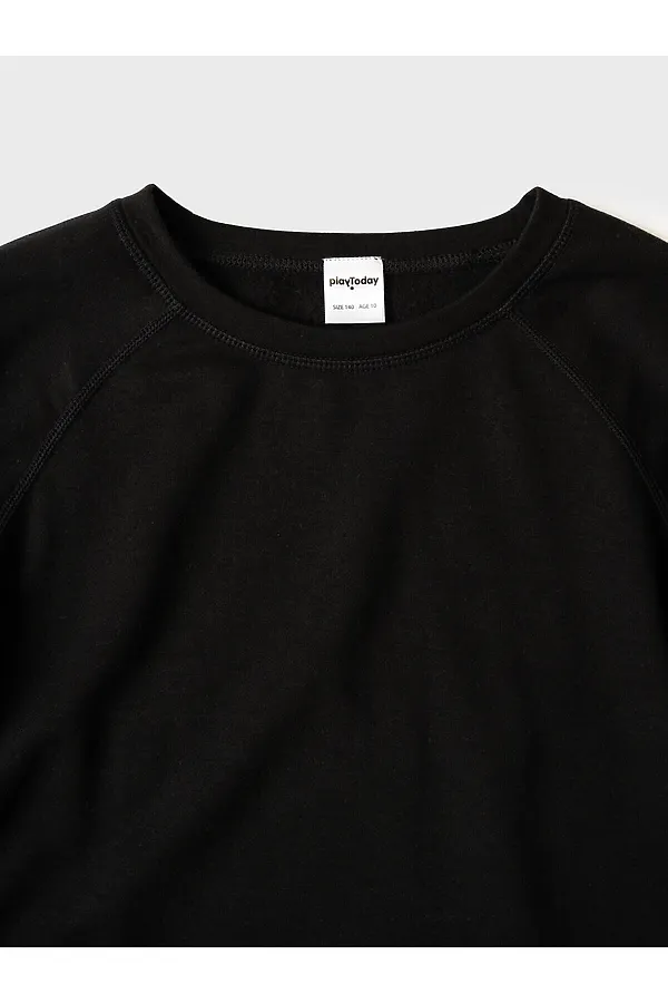 Термокомплект трикот. для девочек: фуфайка (футболка) с длин. рук, брюки для эпизод. использования PLAYTODAY, черный - фото 2
