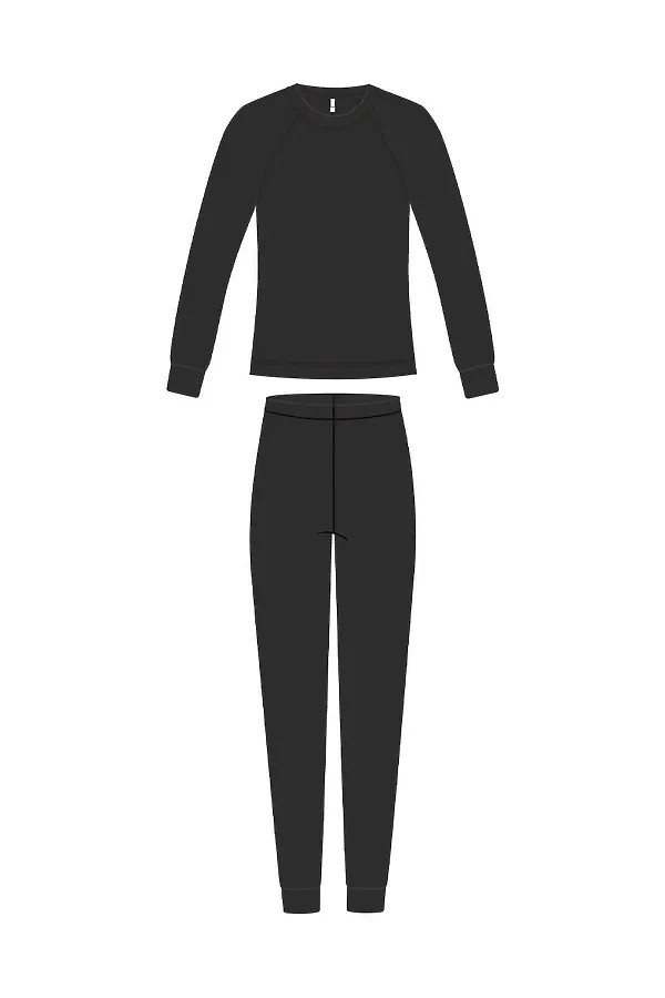 Термокомплект трикот. для девочек: фуфайка (футболка) с длин. рук, брюки для эпизод. использования PLAYTODAY, черный - фото 2