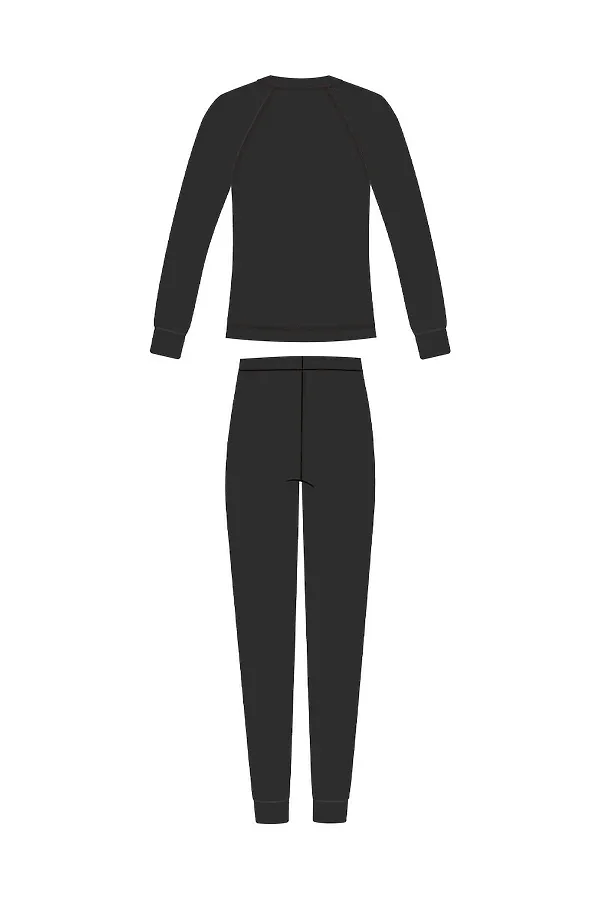 Термокомплект трикот. для девочек: фуфайка (футболка) с длин. рук, брюки для эпизод. использования PLAYTODAY, черный - фото 2