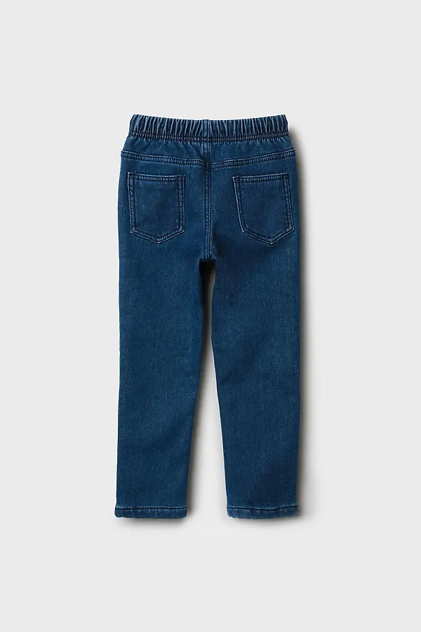 Брюки текстильные джинсовые утепленные флисом для мальчиков PLAYTODAY, тёмно-синий - фото 2