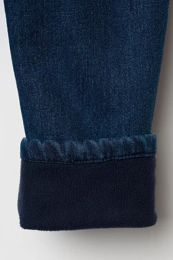 Брюки текстильные джинсовые утепленные флисом для мальчиков PLAYTODAY, тёмно-синий - фото 2