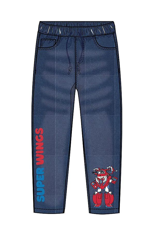 Брюки текстильные джинсовые утепленные флисом для мальчиков PLAYTODAY, тёмно-синий - фото 2