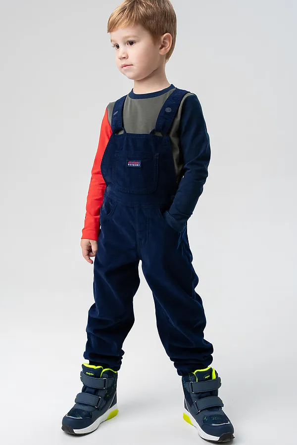 Полукомбинезон текстильный для мальчиков PLAYTODAY, тёмно-синий - фото 2