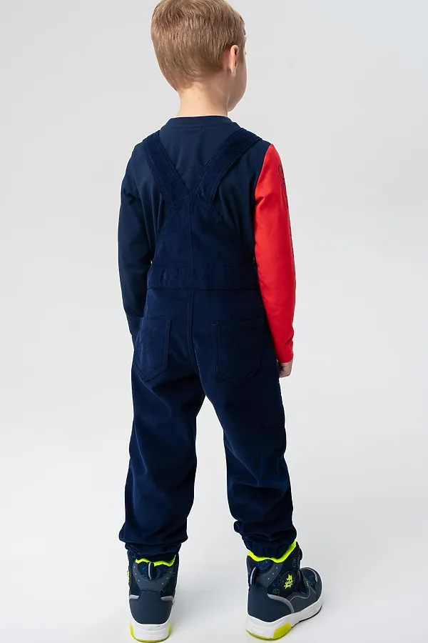 Полукомбинезон текстильный для мальчиков PLAYTODAY, тёмно-синий - фото 2