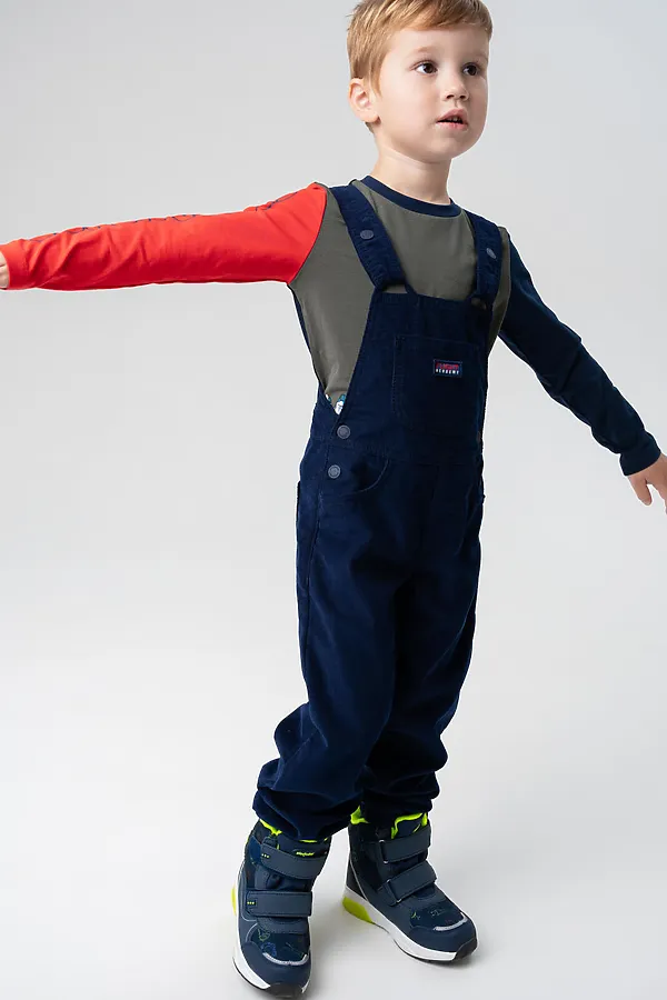 Полукомбинезон текстильный для мальчиков PLAYTODAY, тёмно-синий - фото 2