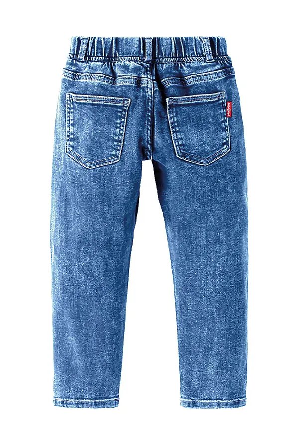 Брюки текстильные джинсовые утепленные флисом для мальчиков PLAYTODAY, синий - фото 2