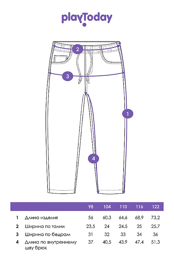 Брюки текстильные джинсовые утепленные флисом для мальчиков PLAYTODAY, синий - фото 2