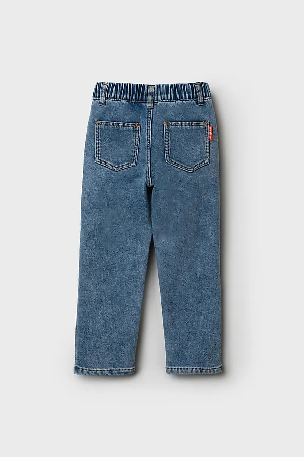 Брюки текстильные джинсовые утепленные флисом для мальчиков PLAYTODAY, синий - фото 2