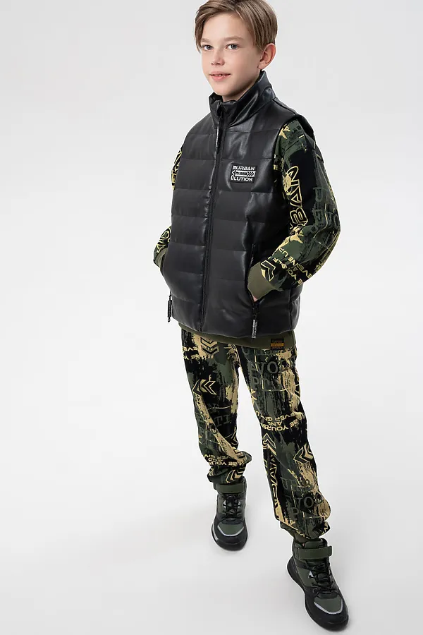 Жилет кожаный для мальчиков PLAYTODAY, черный - фото 2