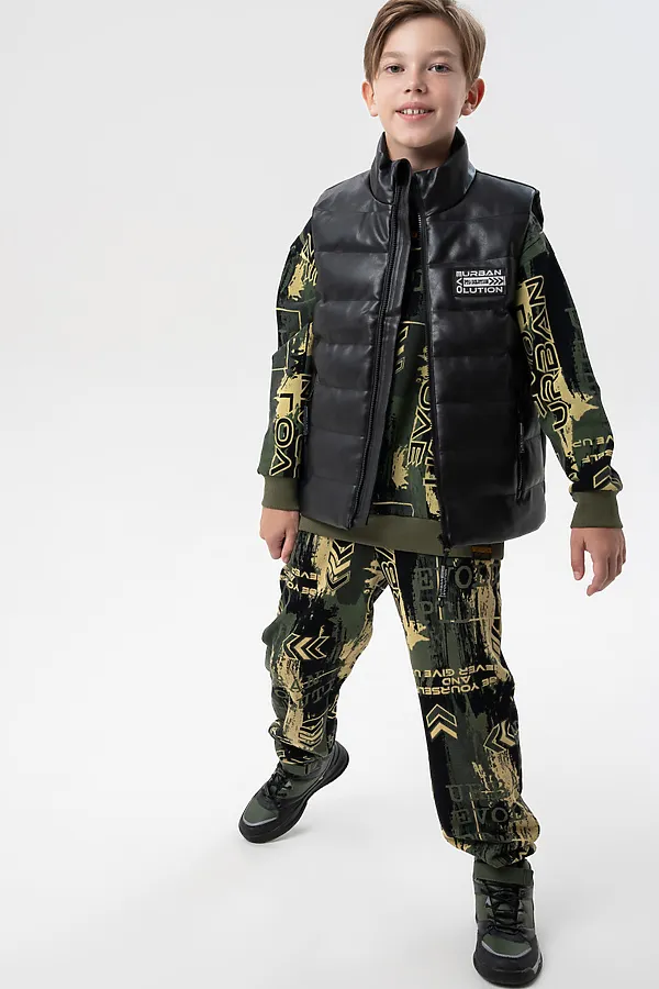 Жилет кожаный для мальчиков PLAYTODAY, черный - фото 2