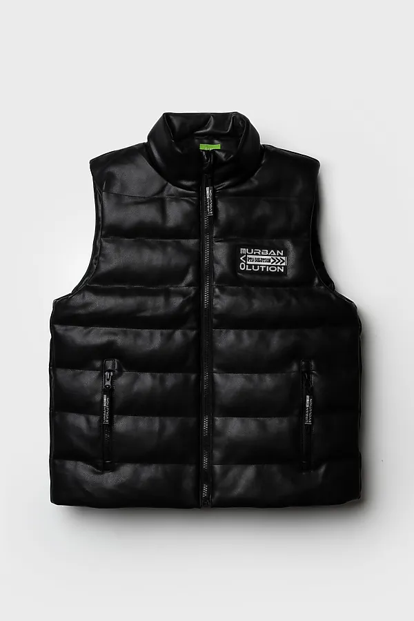 Жилет кожаный для мальчиков PLAYTODAY, черный - фото 2