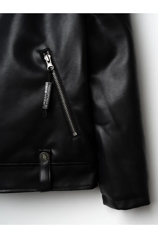 Куртка кожаная для мальчиков PLAYTODAY, черный,хаки - фото 2