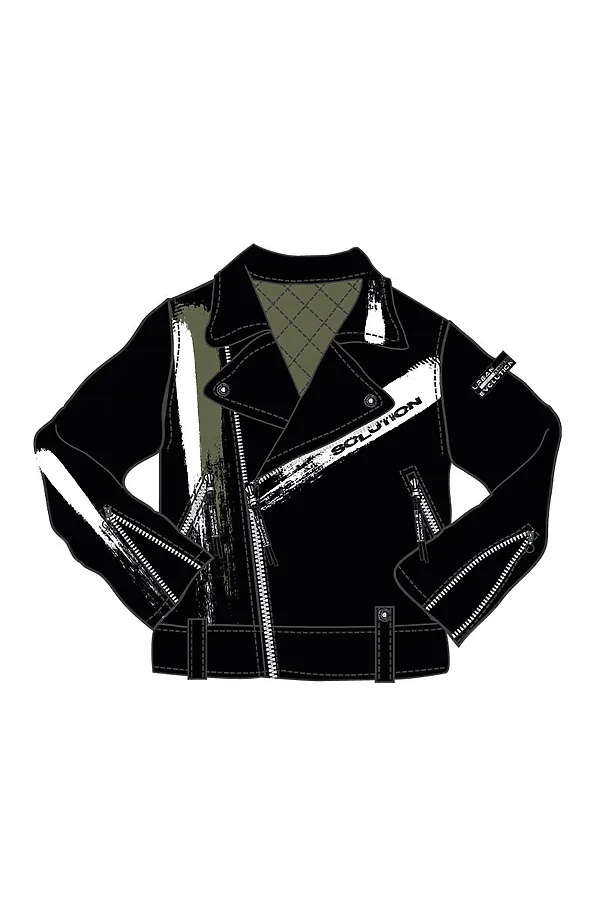 Куртка кожаная для мальчиков PLAYTODAY, черный,хаки - фото 2