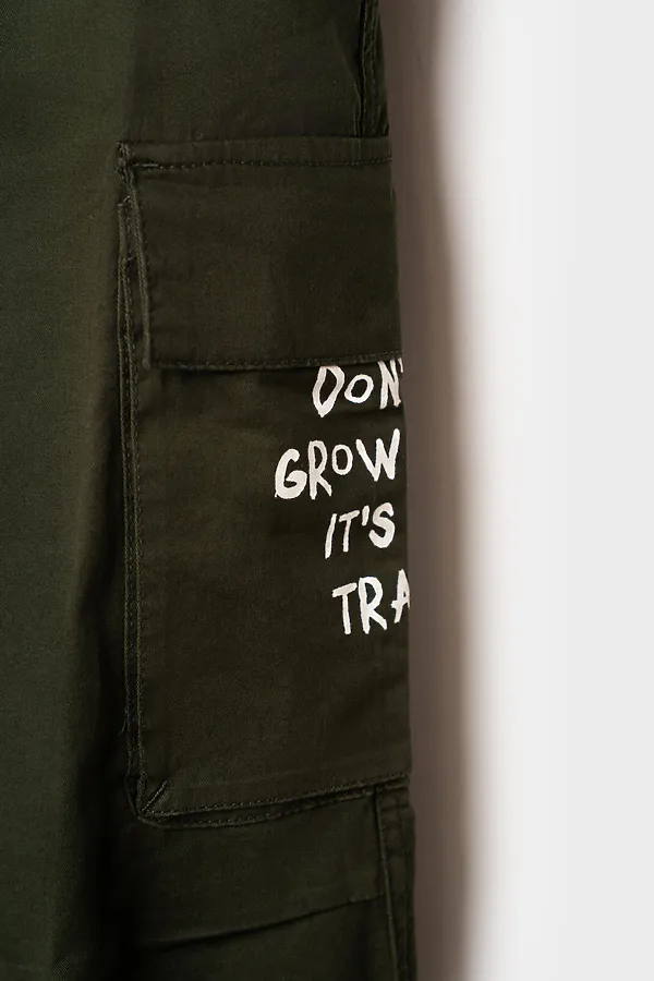 Брюки текстильные для девочек PLAYTODAY, хаки - фото 2