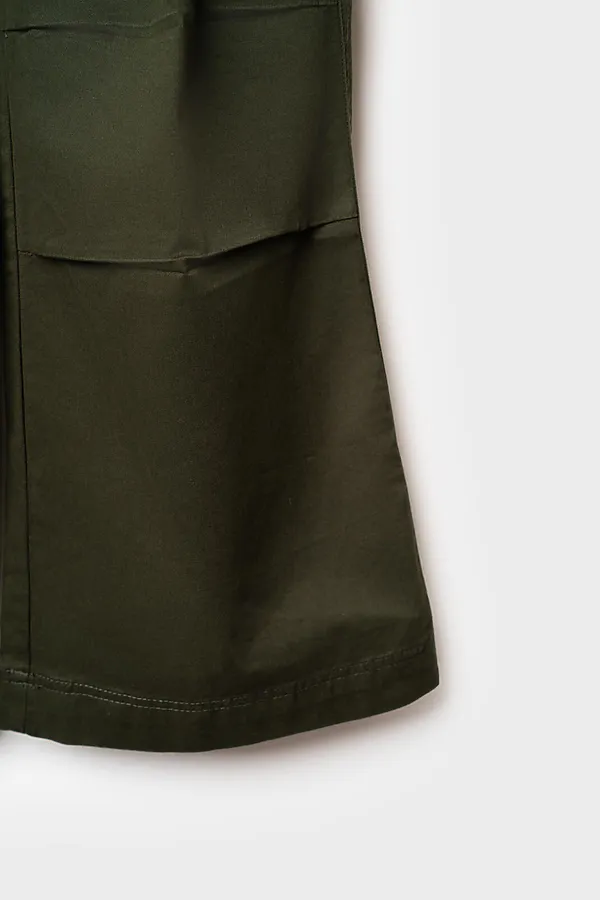 Брюки текстильные для девочек PLAYTODAY, хаки - фото 2