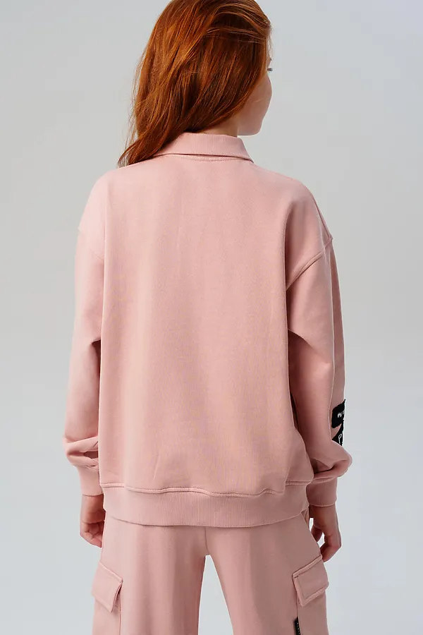 Толстовка трикотажная для девочек PLAYTODAY, светло-розовый - фото 2