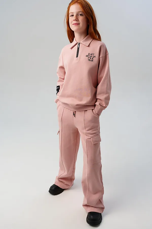 Толстовка трикотажная для девочек PLAYTODAY, светло-розовый - фото 2