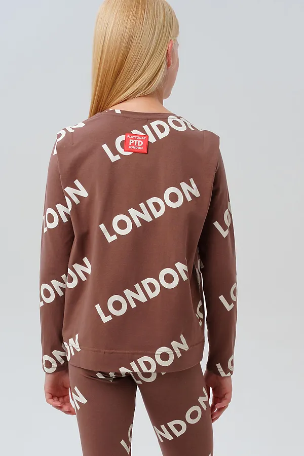 Джемпер трикотажный для девочек (футболка с длинными рукавами) PLAYTODAY, бежевый - фото 2