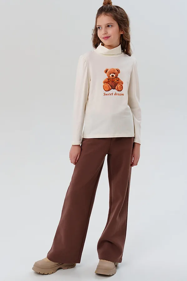 Водолазка трикотажная для девочек PLAYTODAY, молочный - фото 2