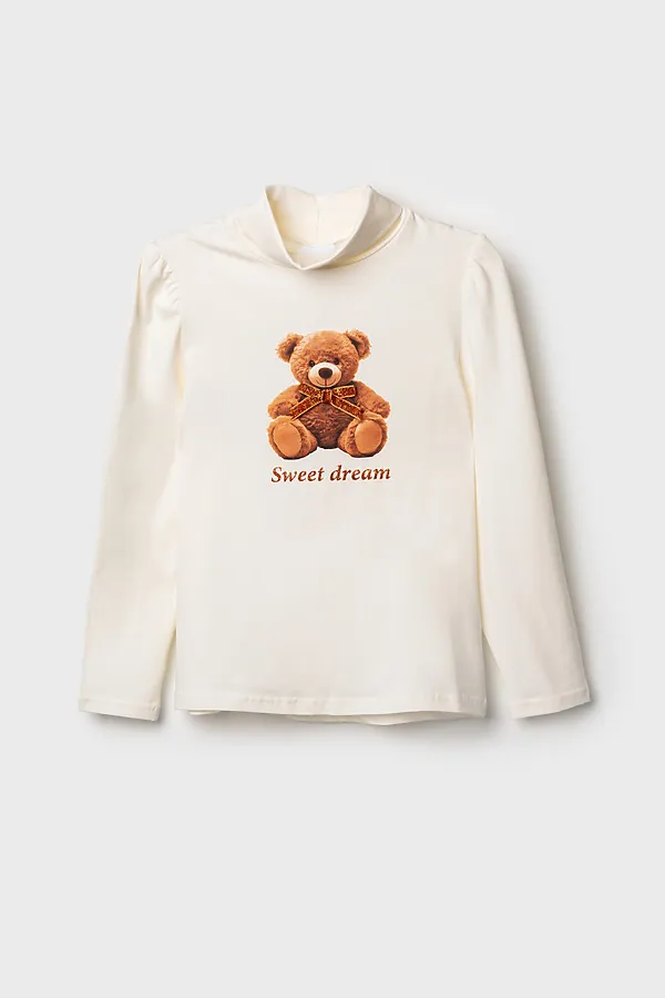 Водолазка трикотажная для девочек PLAYTODAY, молочный - фото 2