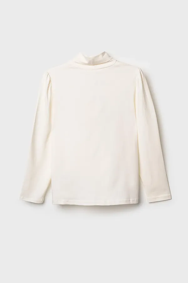 Водолазка трикотажная для девочек PLAYTODAY, молочный - фото 2
