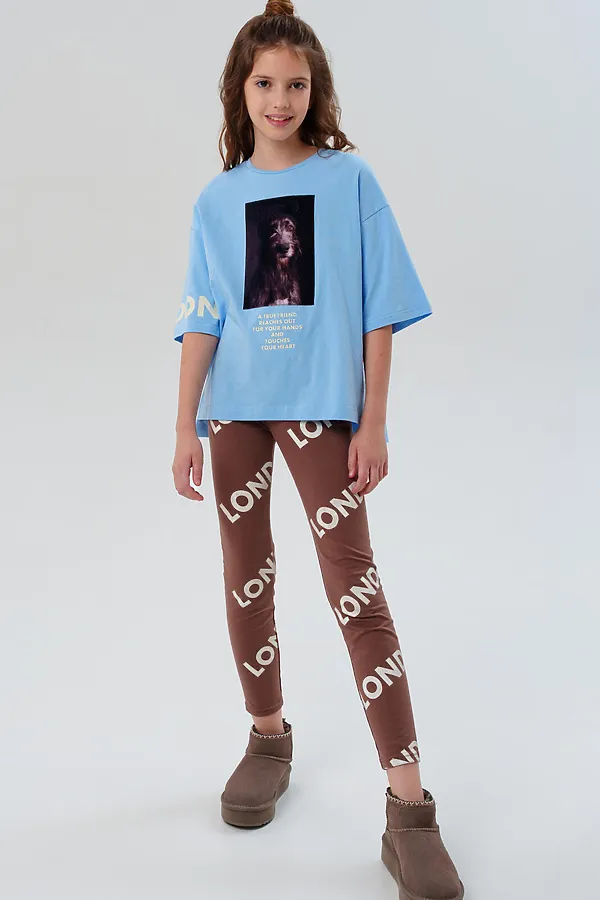 Фуфайка трикотажная для девочек (футболка) PLAYTODAY, голубой - фото 2