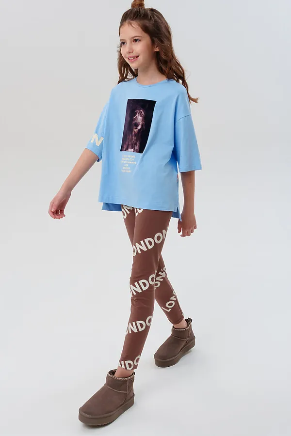 Фуфайка трикотажная для девочек (футболка) PLAYTODAY, голубой - фото 2