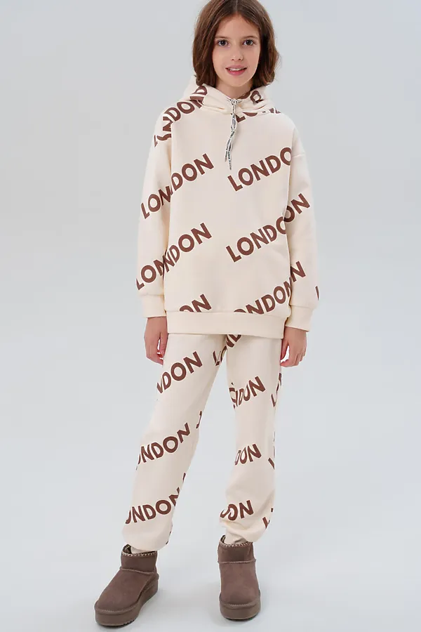 Комплект трикотажный для девочек: толстовка, брюки PLAYTODAY, молочный - фото 2