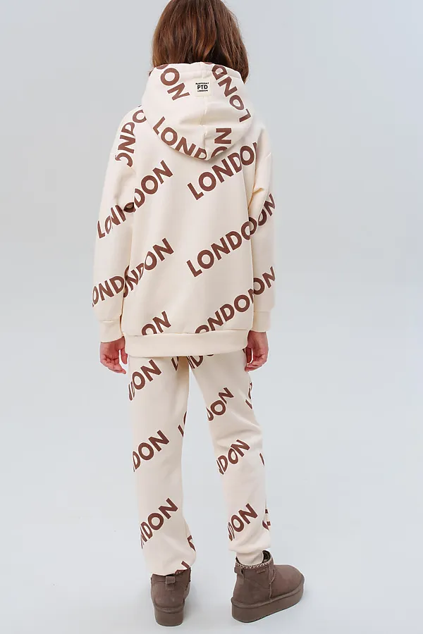 Комплект трикотажный для девочек: толстовка, брюки PLAYTODAY, молочный - фото 2