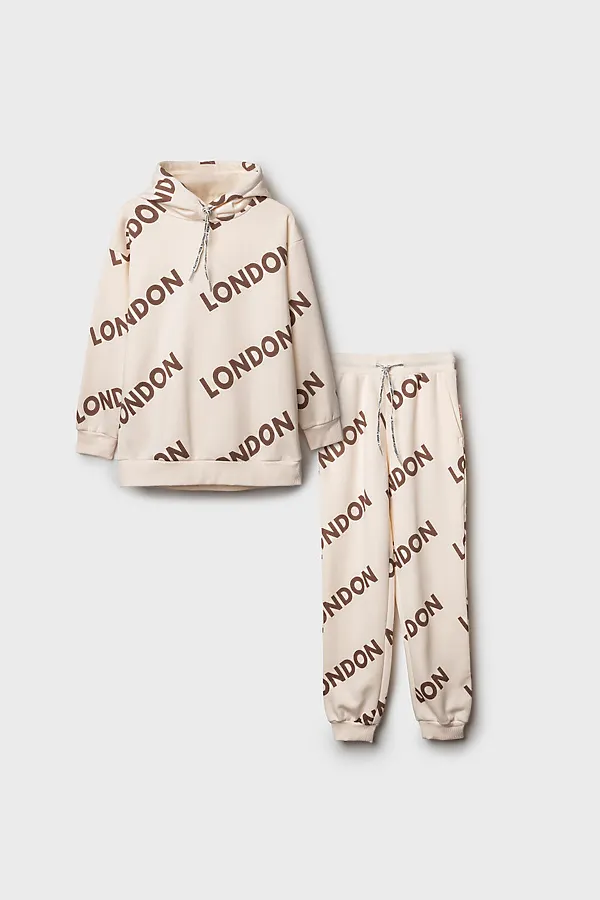Комплект трикотажный для девочек: толстовка, брюки PLAYTODAY, молочный - фото 2