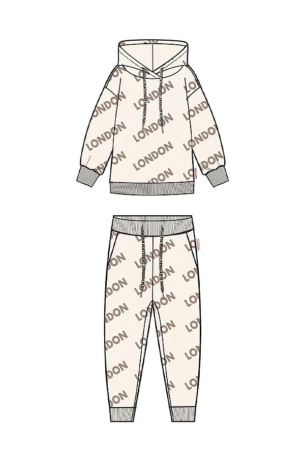 Комплект трикотажный для девочек: толстовка, брюки PLAYTODAY, молочный - фото 2