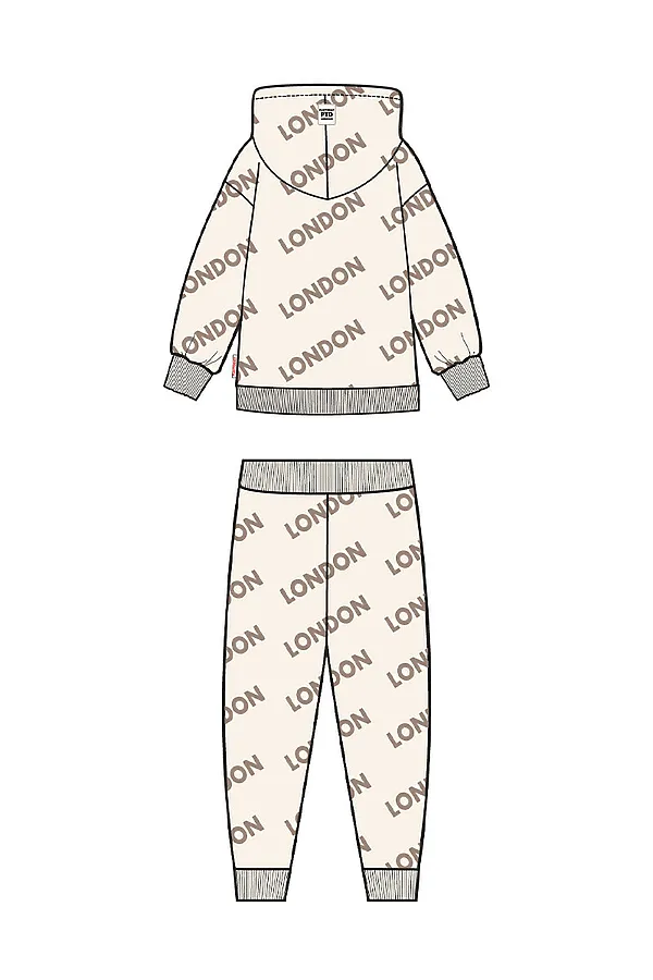 Комплект трикотажный для девочек: толстовка, брюки PLAYTODAY, молочный - фото 2