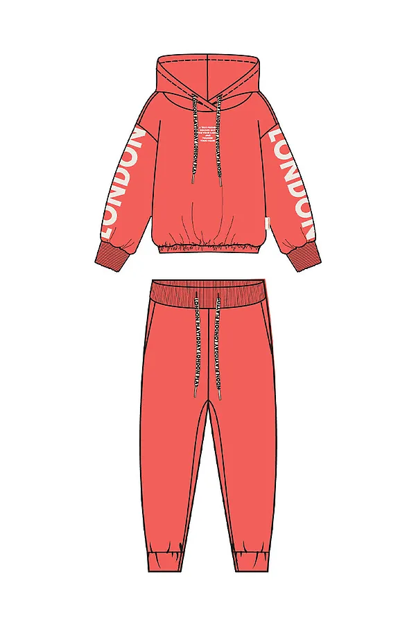 Комплект трикотажный для девочек: толстовка, брюки PLAYTODAY, оранжевый - фото 2