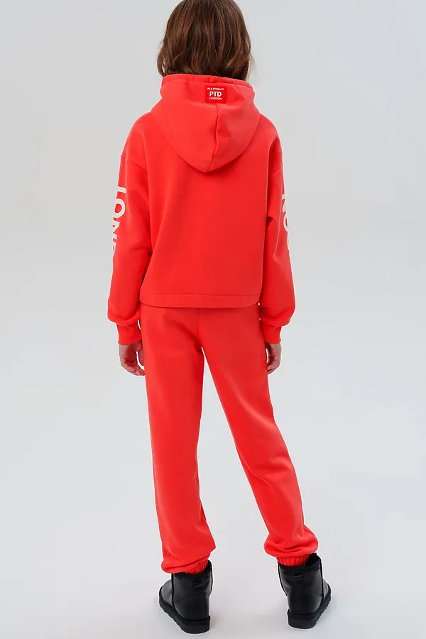 Комплект трикотажный для девочек: толстовка, брюки PLAYTODAY, оранжевый - фото 2
