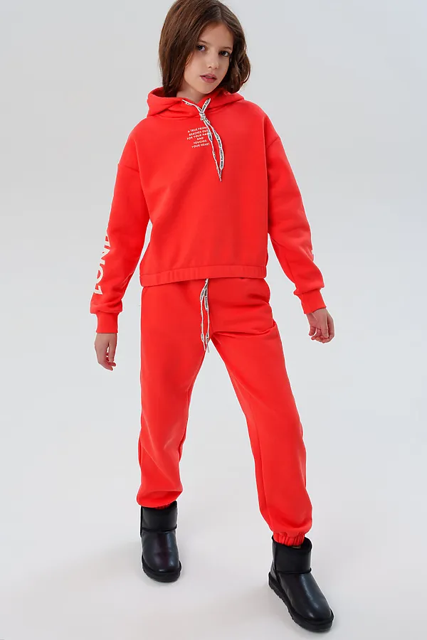 Комплект трикотажный для девочек: толстовка, брюки PLAYTODAY, оранжевый - фото 2
